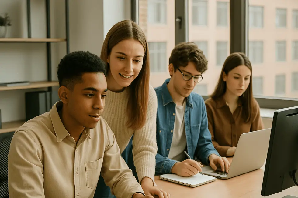 Young people working